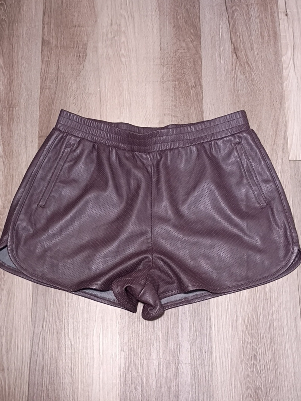 Avec Les Filles Brown Perforated Athletic Shorts